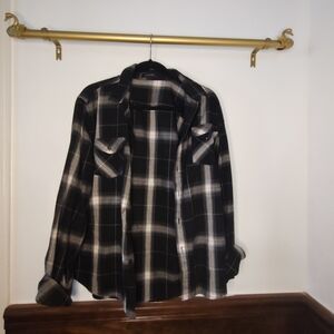 Classic Black and White Plaid Shirt Jacket